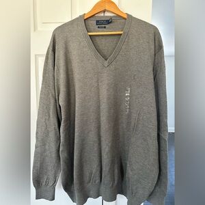 Polo by Ralph Lauren Men's Gray V-Neck Sweater